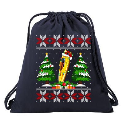 Kayak Boat Christmas Tree Lights Ugly Sweater Santa Xmas Gift Drawstring Bag