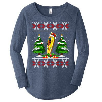 Kayak Boat Christmas Tree Lights Ugly Sweater Santa Xmas Gift Women's Perfect Tri Tunic Long Sleeve Shirt