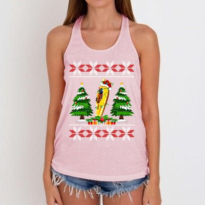 Kayak Boat Christmas Tree Lights Ugly Sweater Santa Xmas Gift Women's Knotted Racerback Tank