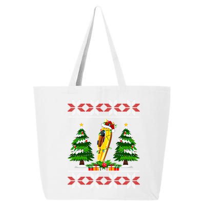 Kayak Boat Christmas Tree Lights Ugly Sweater Santa Xmas Gift 25L Jumbo Tote