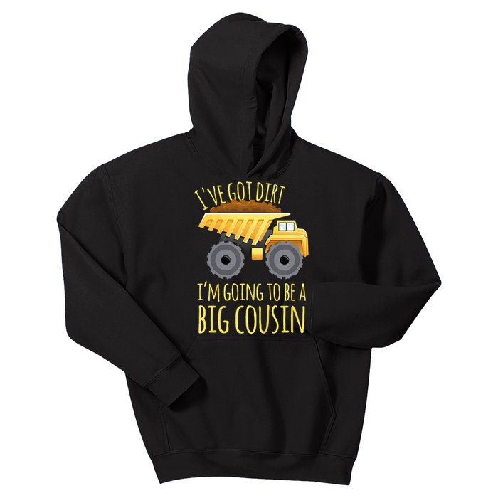 Kids Big Cousin Digger Construction Design For Pregnancy Reveal Kids Hoodie