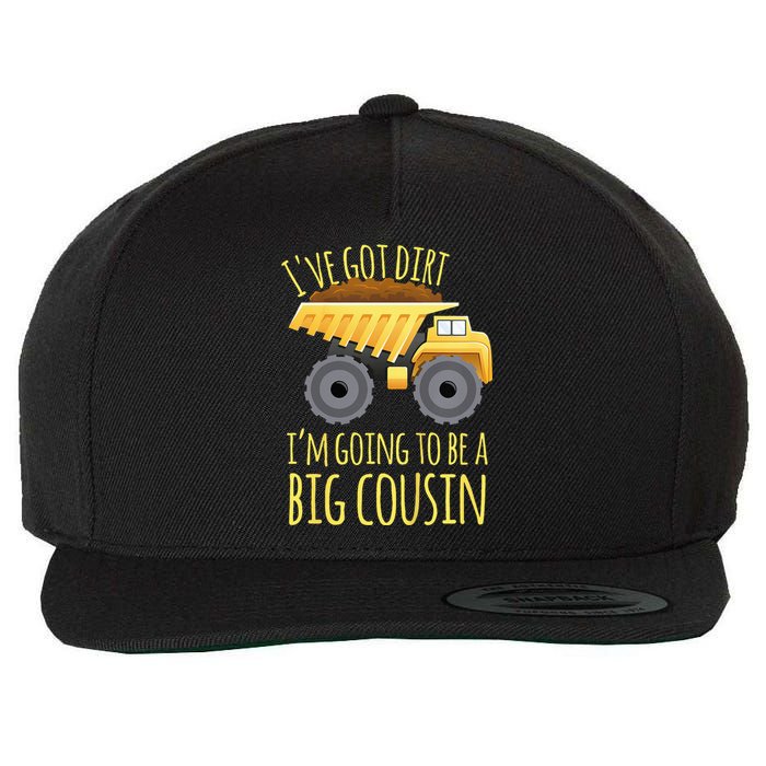 Kids Big Cousin Digger Construction Design For Pregnancy Reveal Wool Snapback Cap