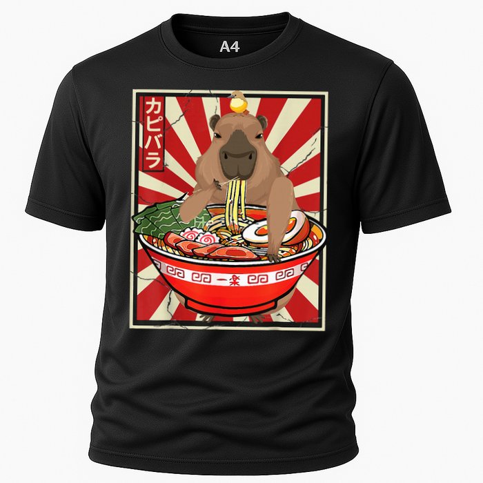 Kawaii bird Capybara Eating Ra Noodles Anime Japanese Cooling Performance Crew T-Shirt