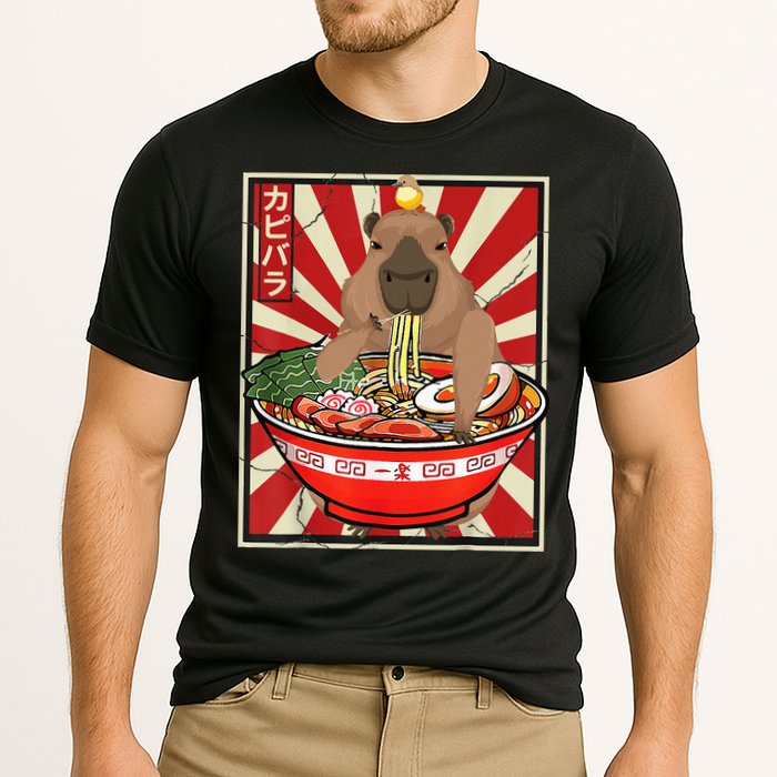 Kawaii bird Capybara Eating Ra Noodles Anime Japanese Cooling Performance Crew T-Shirt