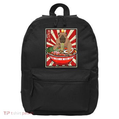 Kawaii bird Capybara Eating Ra Noodles Anime Japanese 16 in Basic Backpack