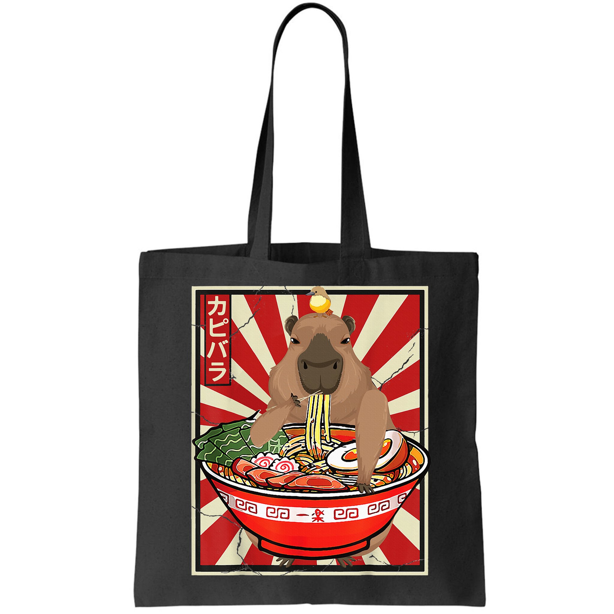 Kawaii bird Capybara Eating Ra Noodles Anime Japanese Bag