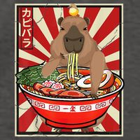 Kawaii bird Capybara Eating Ra Noodles Anime Japanese Vector Backpack