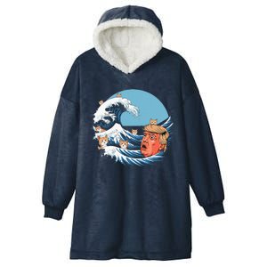 Kamala Blue Cat Wave Trump Hooded Wearable Blanket