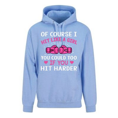 Kickboxing Boxing Class Saying Of Course I Hit Like A Cute Gift Unisex Surf Hoodie