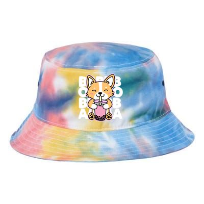 Kawaii Boba Cute Anime Dog Corgi Kawaii Tea Drjnk Dark Tie Dye Newport Bucket Hat