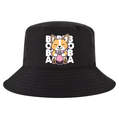 Kawaii Boba Cute Anime Dog Corgi Kawaii Tea Drjnk Dark Cool Comfort Performance Bucket Hat