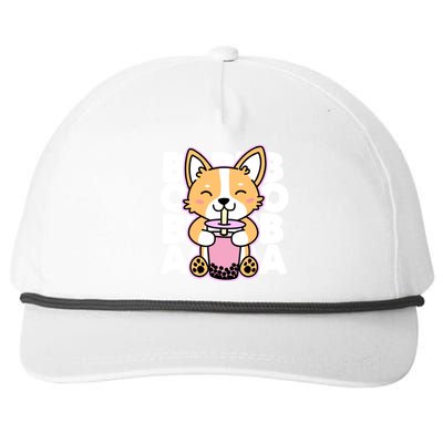 Kawaii Boba Cute Anime Dog Corgi Kawaii Tea Drjnk Dark Snapback Five-Panel Rope Hat