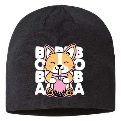 Kawaii Boba Cute Anime Dog Corgi Kawaii Tea Drjnk Dark Sustainable Beanie