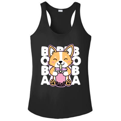 Kawaii Boba Cute Anime Dog Corgi Kawaii Tea Drjnk Dark Ladies PosiCharge Competitor Racerback Tank