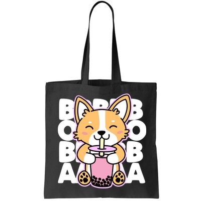 Kawaii Boba Cute Anime Dog Corgi Kawaii Tea Drjnk Dark Bag
