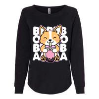 Kawaii Boba Cute Anime Dog Corgi Kawaii Tea Drjnk Dark Womens California Wash Sweatshirt