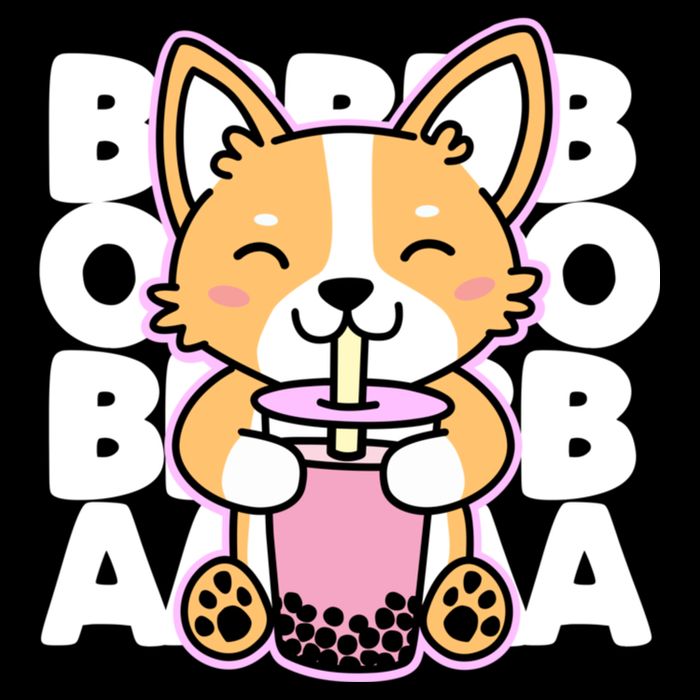 Kawaii Boba Cute Anime Dog Corgi Kawaii Tea Drjnk Dark Baby Bodysuit