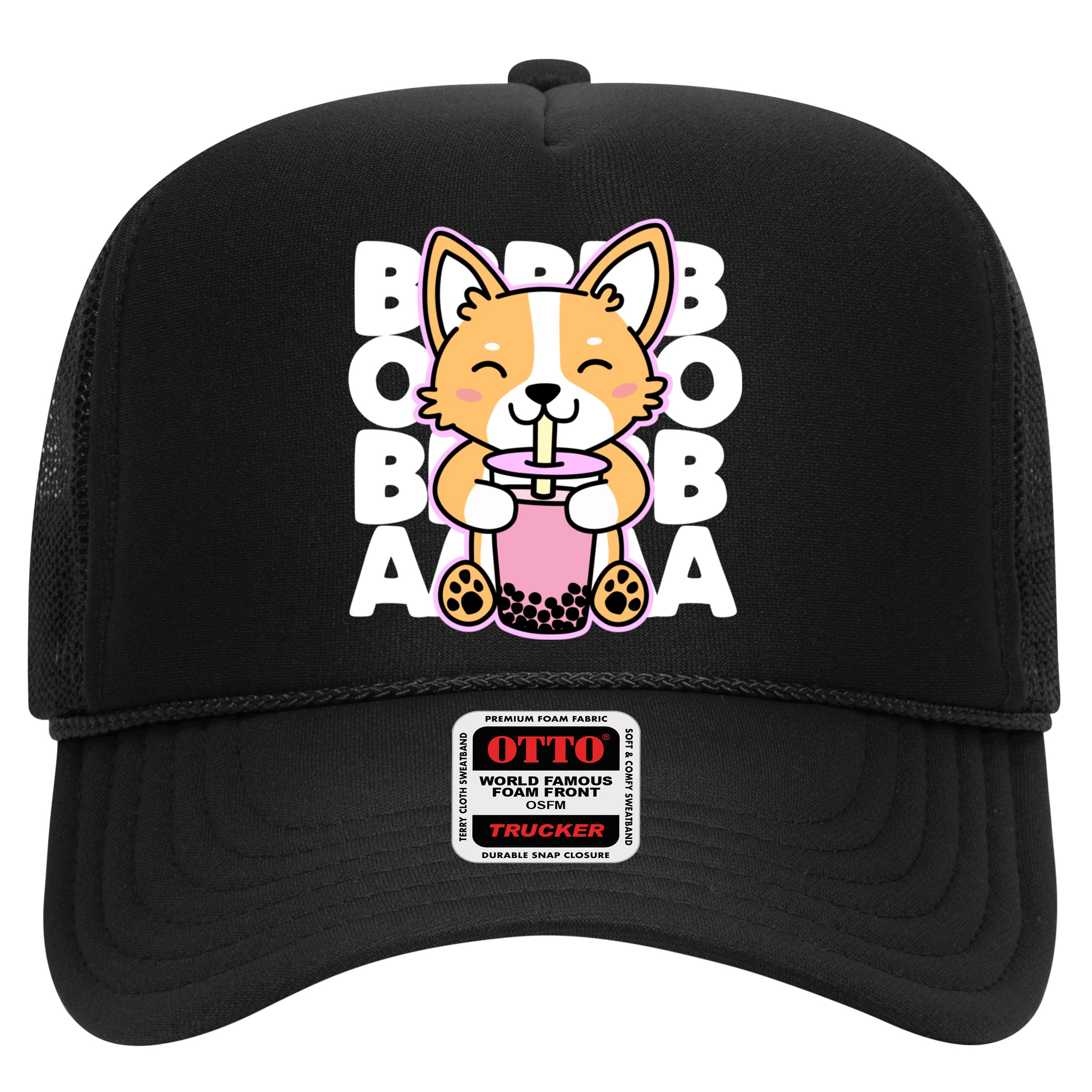 Kawaii Boba Cute Anime Dog Corgi Kawaii Tea Drjnk Dark Hat