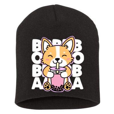 Kawaii Boba Cute Anime Dog Corgi Kawaii Tea Drjnk Dark Short Acrylic Beanie