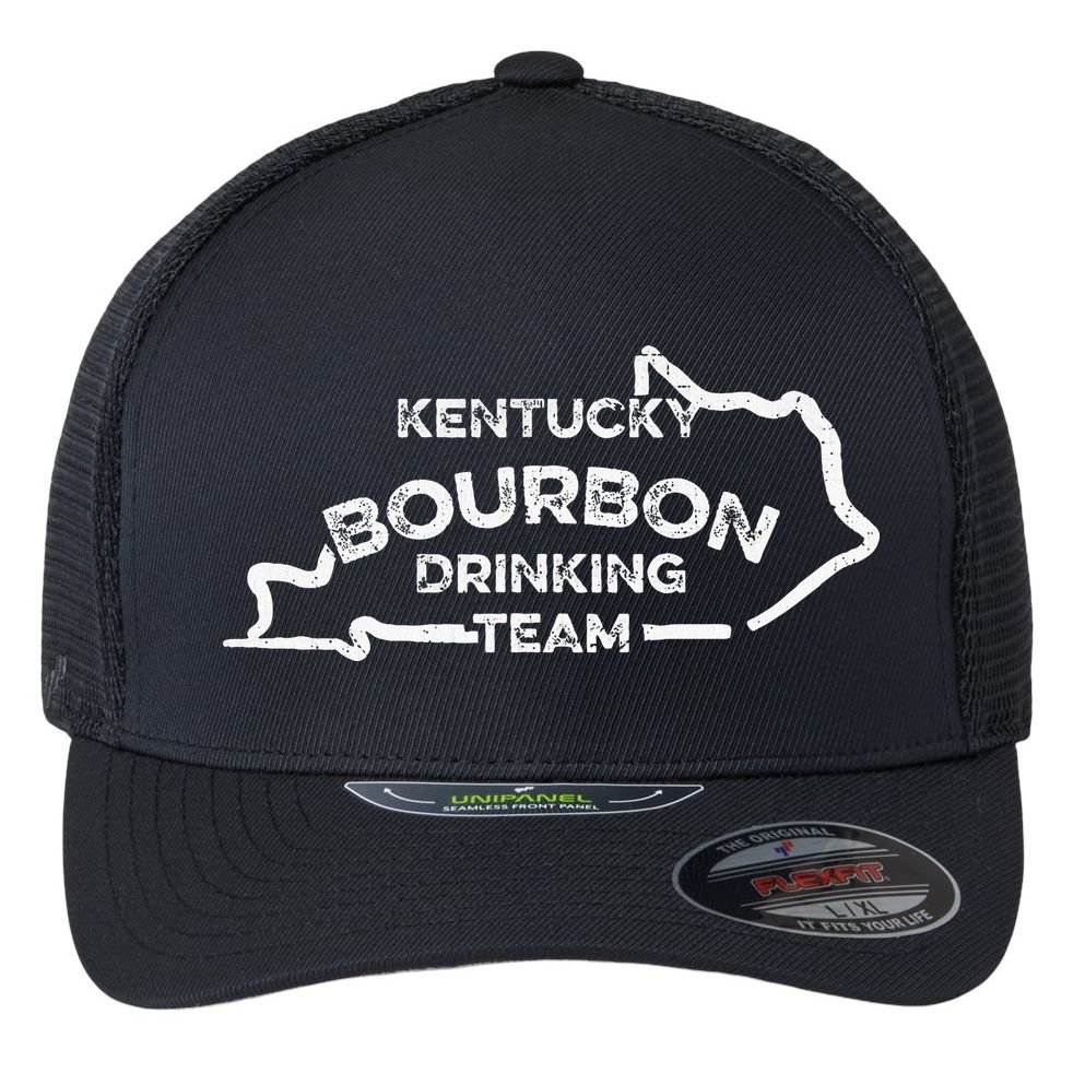 Kentucky Bourbon Drinking Team State Whiskey Lover Flexfit Unipanel Trucker Cap