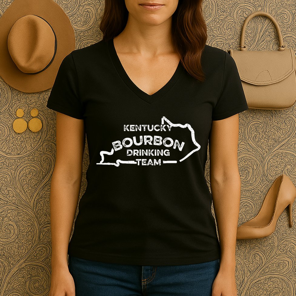Kentucky Bourbon Drinking Team State Whiskey Lover Women's V-Neck T-Shirt