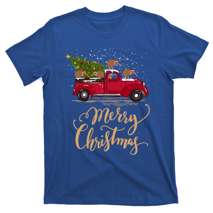 Kiwi Bird Driving Christmas Tree Truck Kiwi Christmas Gift T-Shirt