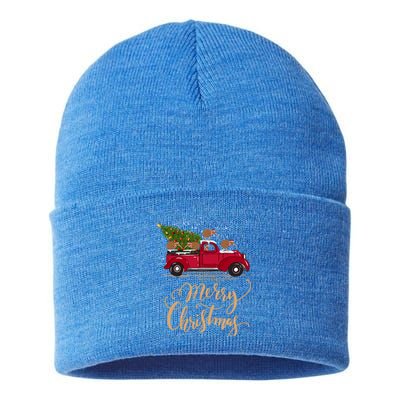 Kiwi Bird Driving Christmas Tree Truck Kiwi Christmas Gift Sustainable Knit Beanie