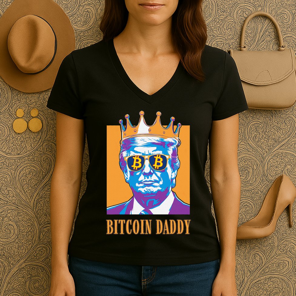 Kawaii Bitcoin Daddy Trump Crypto King Bitcoin Chill Bullrun Women's V-Neck T-Shirt