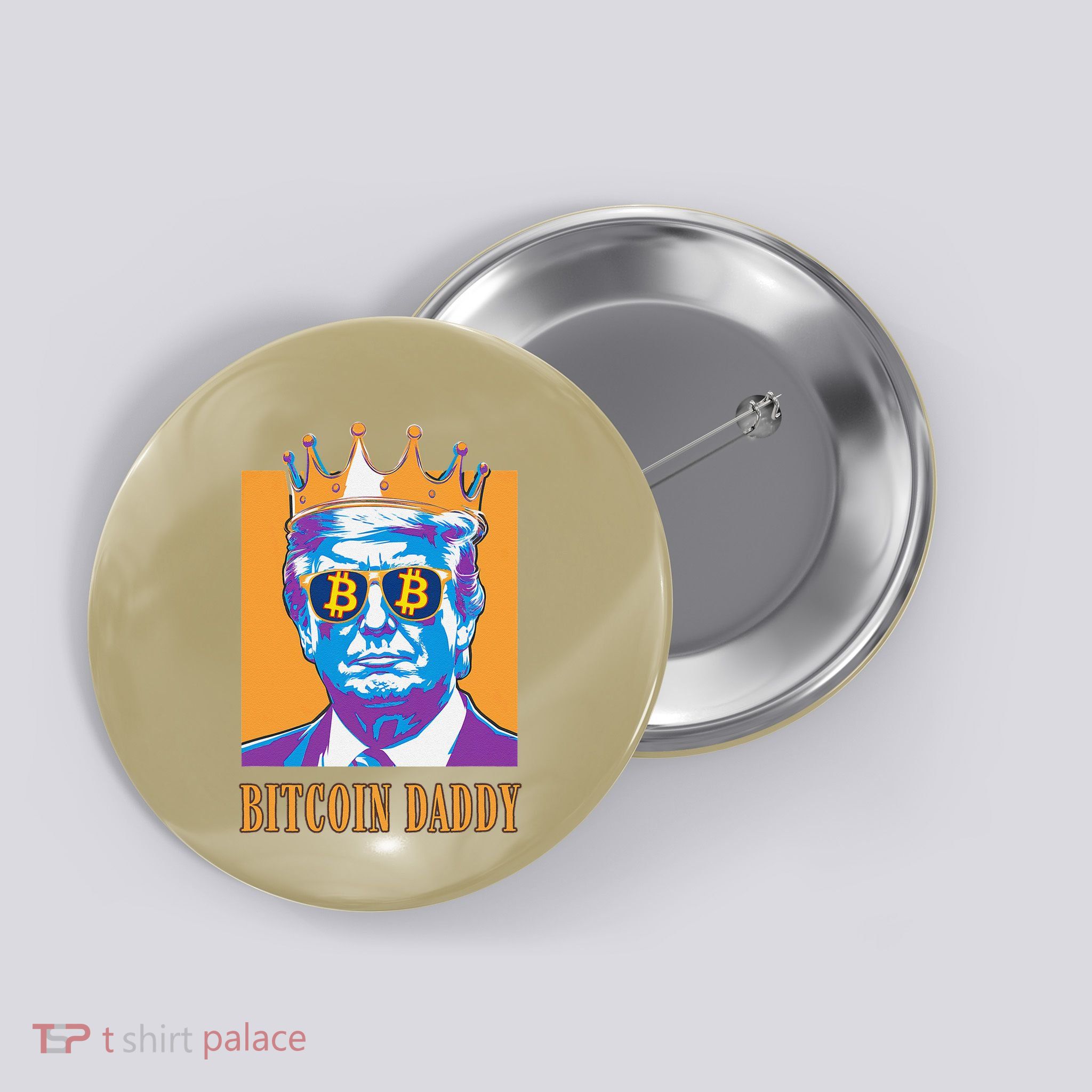 Kawaii Bitcoin Daddy Trump Crypto King Bitcoin Chill Bullrun Button