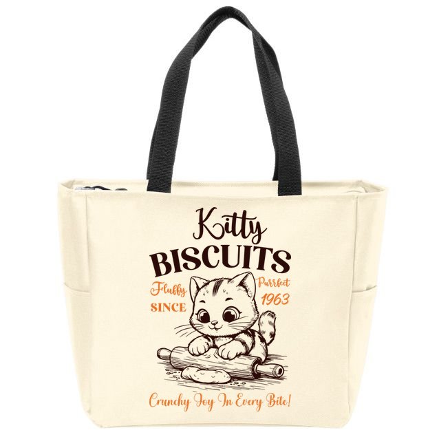 Kitty Biscuits Fluffy Purrfect Since 1963 Zip Tote Bag
