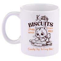 Kitty Biscuits Fluffy Purrfect Since 1963 11oz C Handle Ceramic Mug
