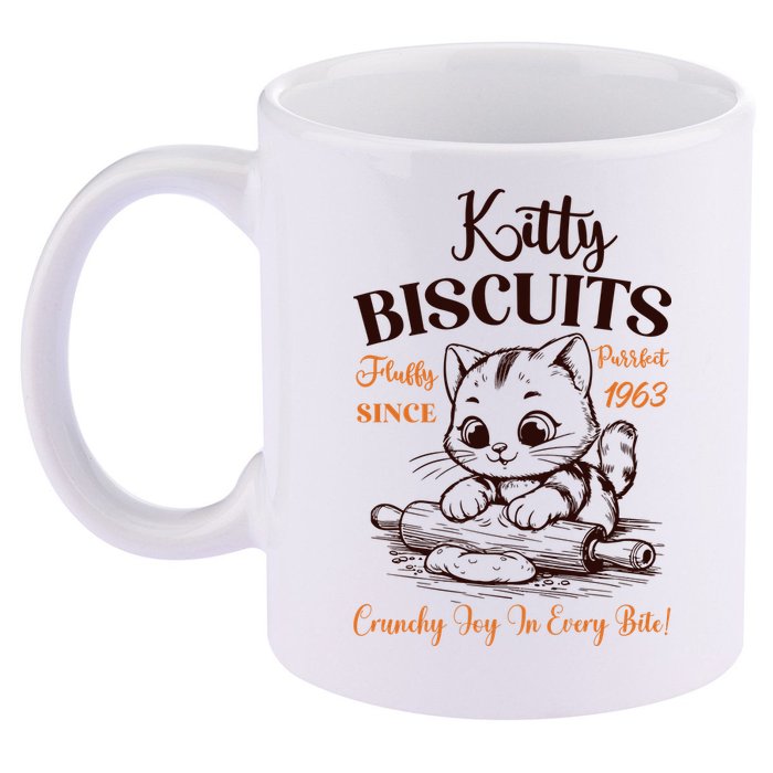 Kitty Biscuits Fluffy Purrfect Since 1963 11oz C Handle Ceramic Mug
