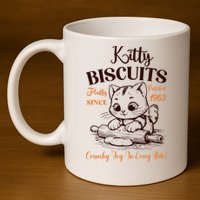 Kitty Biscuits Fluffy Purrfect Since 1963 11oz C Handle Ceramic Mug