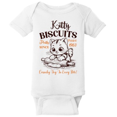 Kitty Biscuits Fluffy Purrfect Since 1963 Baby Bodysuit