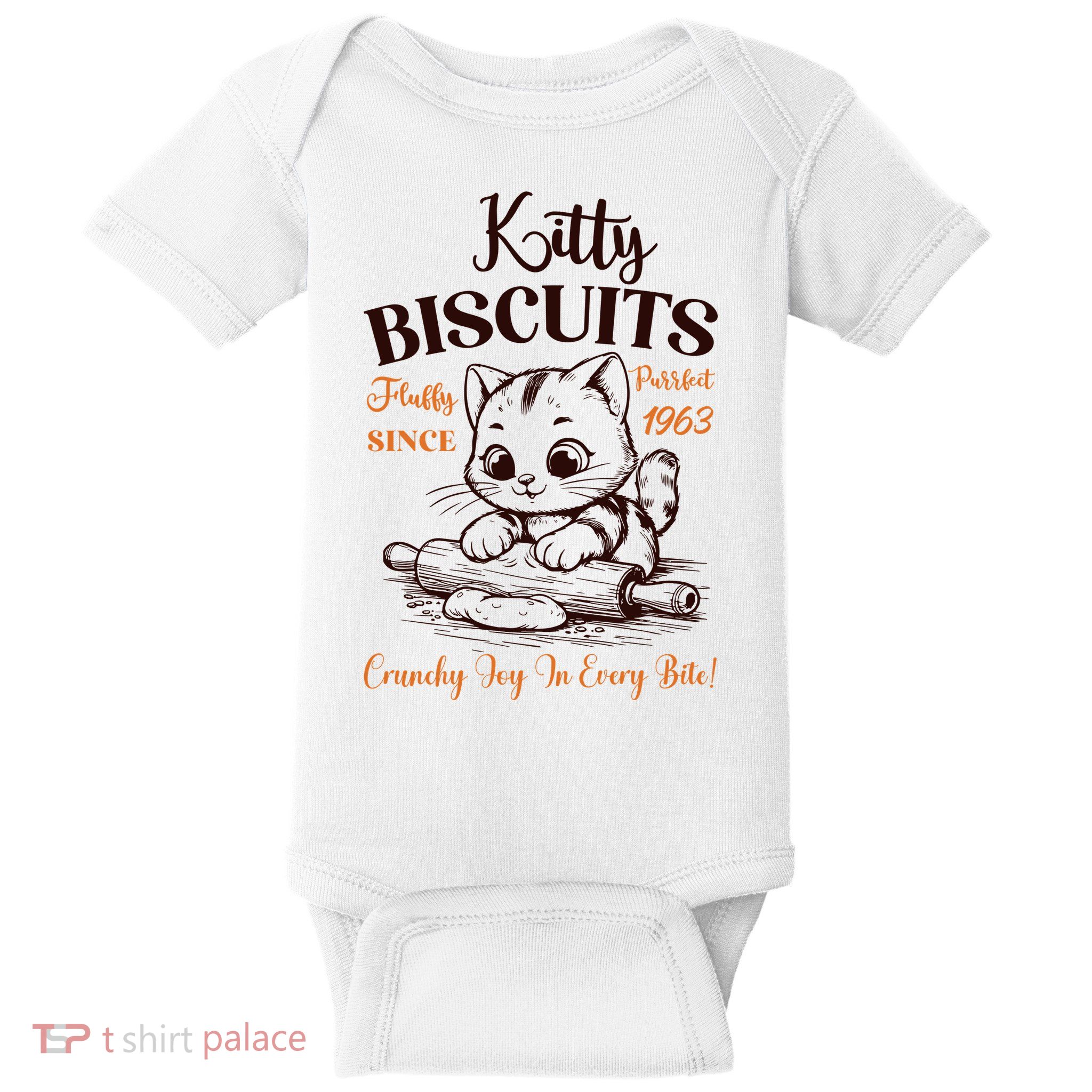 Kitty Biscuits Fluffy Purrfect Since 1963 Baby Bodysuit