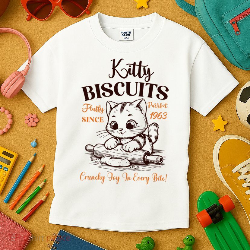 Kitty Biscuits Fluffy Purrfect Since 1963 Kids T-Shirt