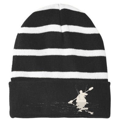 Kayak Bass Fishing Graphic Kayak Angler Kayaking Fisherman Striped Beanie with Solid Band