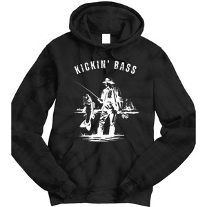 Kickin Bass Fisherman Fishing Fish Funny Outdoors Lake Tie Dye Hoodie