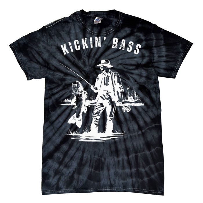 Kickin Bass Fisherman Fishing Fish Funny Outdoors Lake Tie-Dye T-Shirt