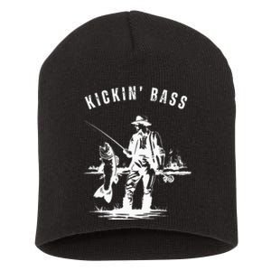 Kickin Bass Fisherman Fishing Fish Funny Outdoors Lake Short Acrylic Beanie