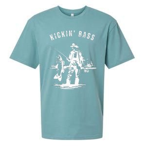 Kickin Bass Fisherman Fishing Fish Funny Outdoors Lake Sueded Cloud Jersey T-Shirt