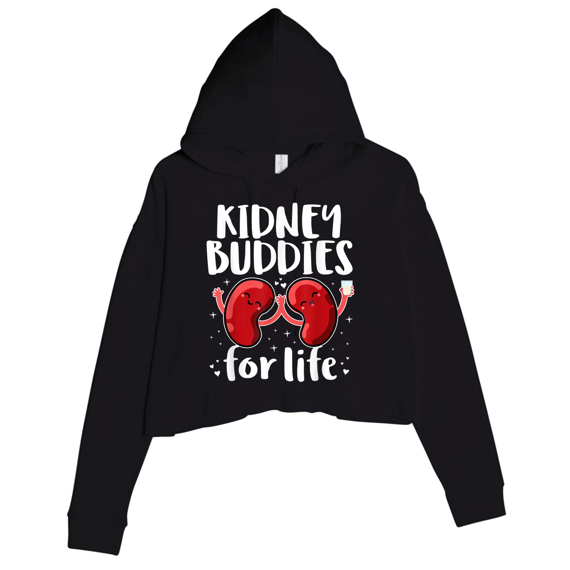 Kidney Buddies For Life Donor Recipient Crop Fleece Hoodie