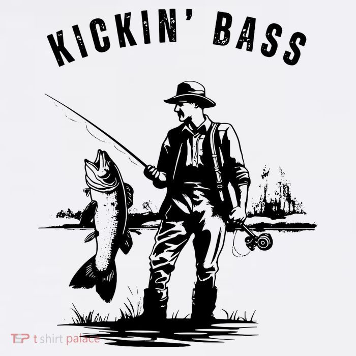 Kickin Bass Fisherman Fishing Fish Funny Outdoors Lake Flatbill Hat