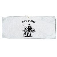 Kickin Bass Fisherman Fishing Fish Funny Outdoors Lake Large Microfiber Waffle Golf Towel