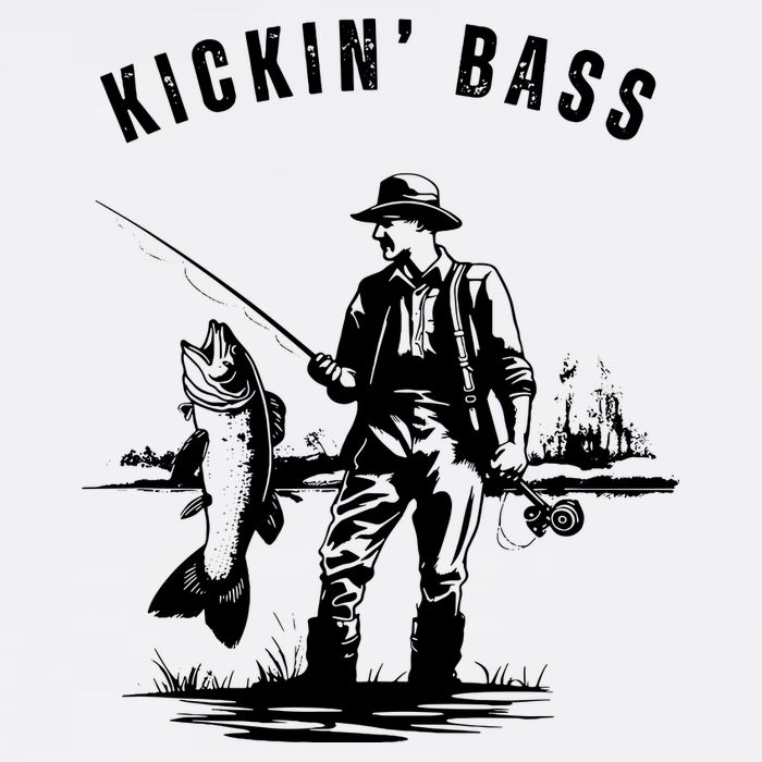 Kickin Bass Fisherman Fishing Fish Funny Outdoors Lake Hat