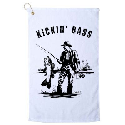 Kickin Bass Fisherman Fishing Fish Funny Outdoors Lake Golf Towel