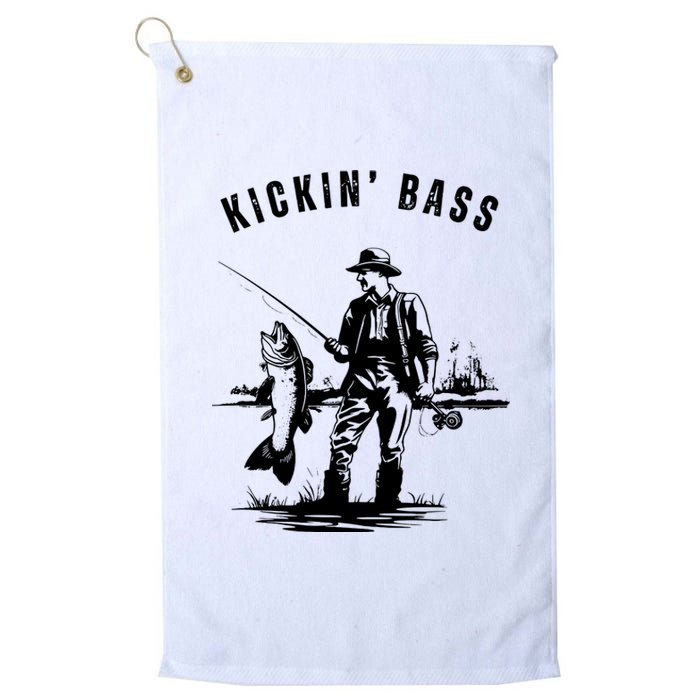 Kickin Bass Fisherman Fishing Fish Funny Outdoors Lake Platinum Collection Golf Towel