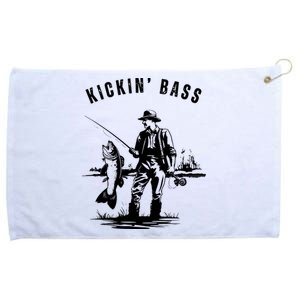 Kickin Bass Fisherman Fishing Fish Funny Outdoors Lake Grommeted Golf Towel