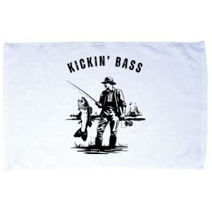 Kickin Bass Fisherman Fishing Fish Funny Outdoors Lake Microfiber Hand Towel