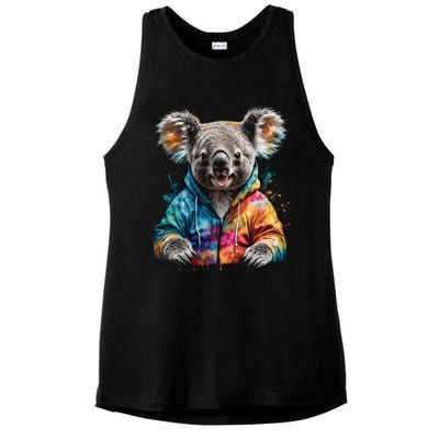 Koala Bear Funny Gift Colorful Funny Animal Art Print Graphic Cool Gift Ladies PosiCharge Tri-Blend Wicking Tank